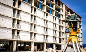 Surveying equipment set up on a construction site to ensure accurate topo surveys and reliable land development in Bowling Green
