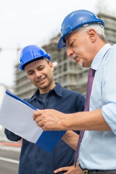 Developers reviewing site plan - ALTA SURVEY Kentucky Developers and engineers reviewing site plans that rely on ALTA Land Title Survey data for new property development.