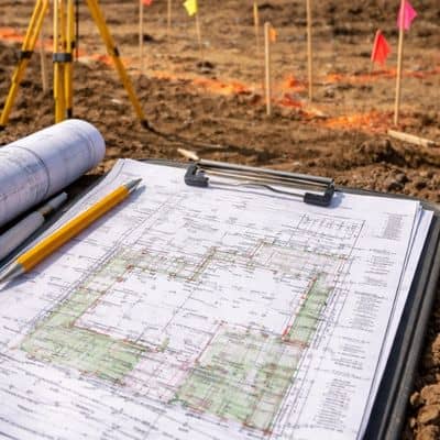Construction staking residential site - ALTA SURVEY Kentucky Construction staking being performed by a licensed land surveyor for property owners searching for survey companies near me