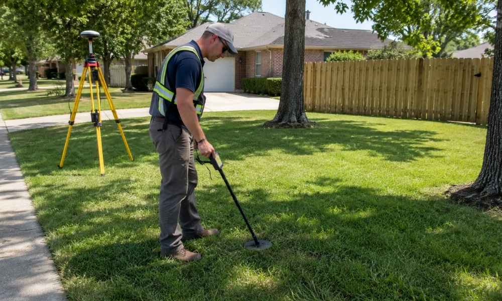 Boundary survey cost bowling green kentucky - ALTA SURVEY Kentucky A land surveyor searches for a missing property monument on a residential lawn in Bowling Green, Kentucky, which can affect boundary survey cost