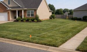 Property line measurements bowling green kentucky - ALTA SURVEY Kentucky Surveyed property line marked across a residential lawn in Bowling Green, Kentucky
